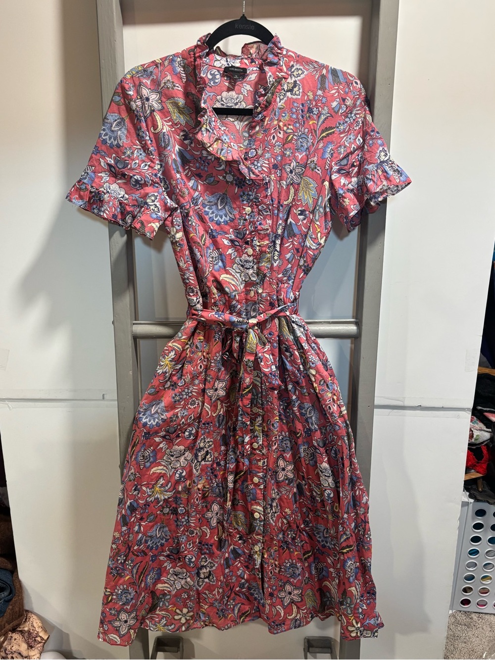 Talbots 10 Midi Dress floral, Prairie, cottage-core, natural fiber, folky, flowy